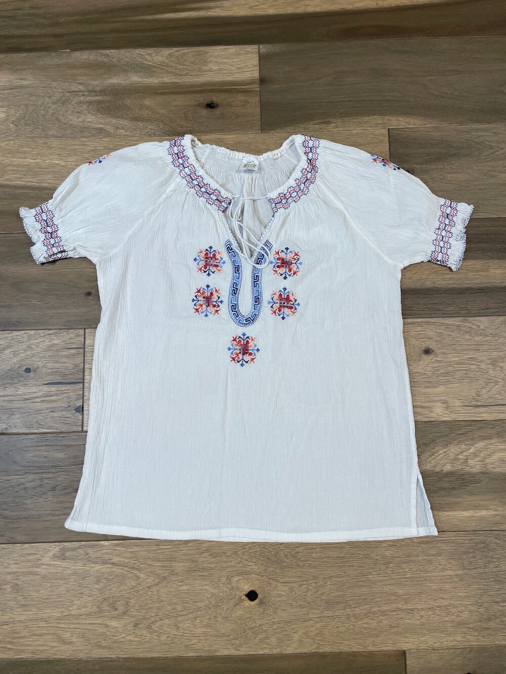 Embroidered Cotton Top Size M (Made in Greece) - 100% Cotton